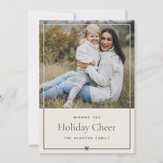 Ivoor | Eenvoudige minimale kerst boog foto Feestdagenkaart (Voorkant)