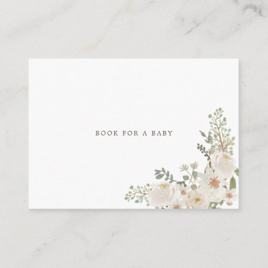 Ivoor elegant floreel baby shower omhullingskaart informatiekaartje (Achterkant)