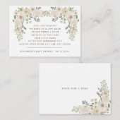 Ivoor elegant floreel baby shower omhullingskaart informatiekaartje (Voorkant / Achterkant)