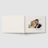 Ivoor Elegant Modern Eenvoudig Script Foto Bruilof Gastenboek (Volledig)