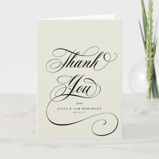 Ivoor Elegant Script Blank Wedding Bedankkaart (Voorkant)