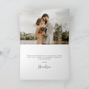 Ivoor Elegant Script Trouwfoto+Bericht Bedankkaart