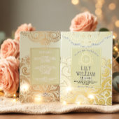 Ivoor Elegante Artdeco Diamond Monogram Huwelijk Folie Uitnodiging