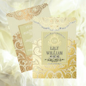 Ivoor Elegante Artdeco Diamond Monogram Huwelijk Folie Uitnodiging