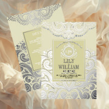 Ivoor Elegante Artdeco Diamond Monogram Huwelijk