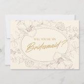 Ivoor Elegante Bloemen Wil jij mijn bruidsmeisje z Kaart (Voorkant)