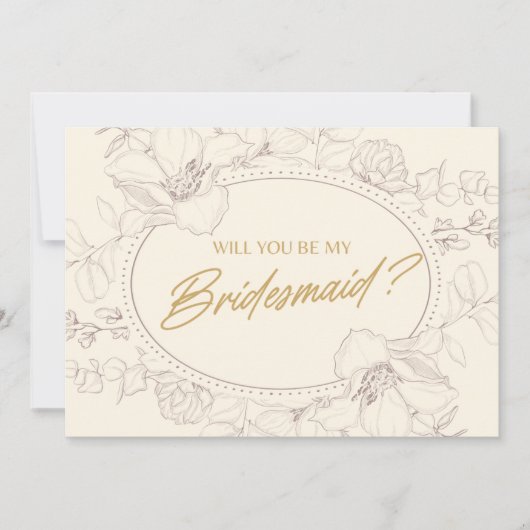 Ivoor Elegante Bloemen Wil jij mijn bruidsmeisje z Kaart (Voorkant)