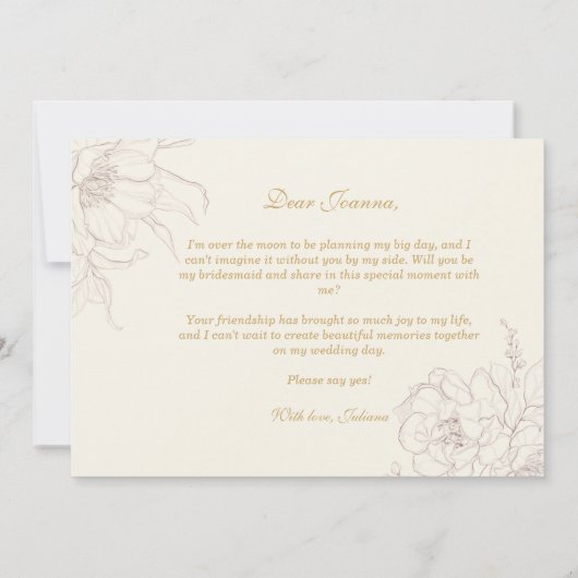 Ivoor Elegante Bloemen Wil jij mijn bruidsmeisje z Kaart (Achterkant)