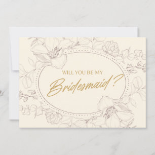 Ivoor Elegante Bloemen Wil jij mijn bruidsmeisje z Kaart
