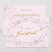 Ivoor Elegante Bloemen Wil jij mijn bruidsmeisje z Kaart (Voorkant / Achterkant)