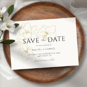 Ivoor | Elegante gouden bloemenbruiloft save the d Save The Date