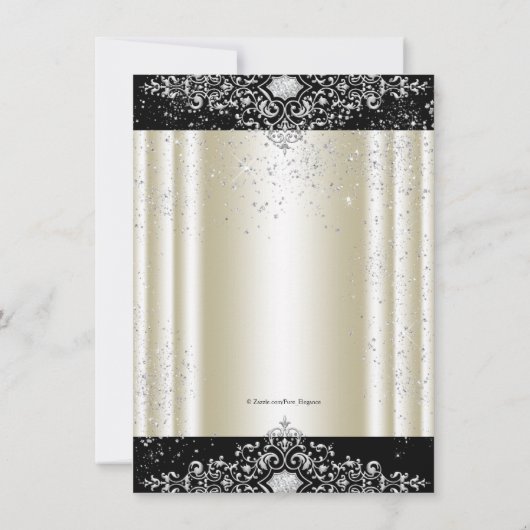 Ivoor en Black Pearl Glitter Masquerade Party Kaart (Achterkant)