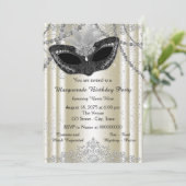 Ivoor en Black Pearl Masquerade Party Kaart (Staand voorkant)