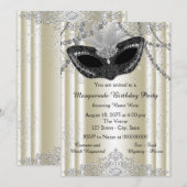 Ivoor en Black Pearl Masquerade Party Kaart (Voorkant / Achterkant)