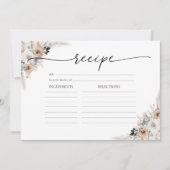 Ivoor en blauw Boho Bloemen Grote Recept Kaart (Voorkant)