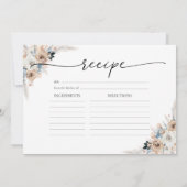 Ivoor en blauw Boho Bloemen Grote Recept Kaart (Achterkant)