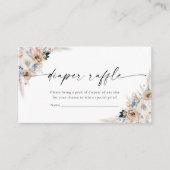Ivoor en blauw Boho Bloemen Luier Raffle Kaart (Voorkant)