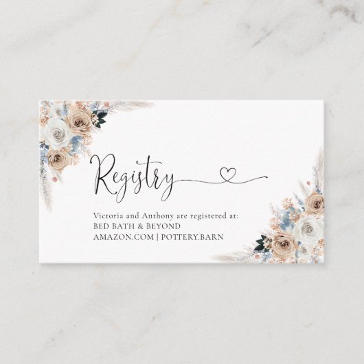 Ivoor en blauw Boho Bloemenregister Kaart (Voorkant)