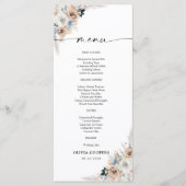 Ivoor en blauw Boho Floral Baby shower Menu (Voorkant)