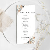 Ivoor en blauw Boho Floral Baby shower Menu