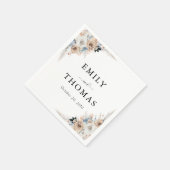 Ivoor en blauw Boho Floral bruiloft servetten (Hoek)