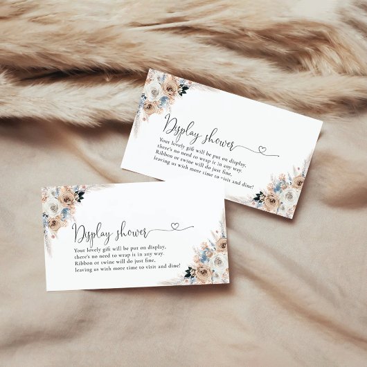 Ivoor en blauw Boho Floral Display Douche Kaart