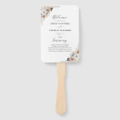 Ivoor en blauw Boho Floral huwelijksprogramma Handwaaier (Voorkant)