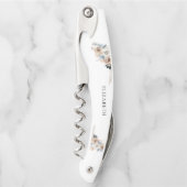 Ivoor en blauw Boho Floral Ober's Kurkentrekker (Voorkant)