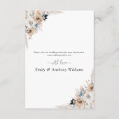 Ivoor en blauw Boho Floral Wedding Details Kaart (Achterkant)