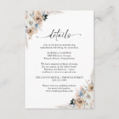 Ivoor en blauw Boho Floral Wedding Details Kaart (Voorkant)