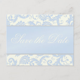 ivoor en blauw Damask sparen het Briefkaart van de