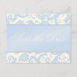 ivoor en blauw Damask sparen het Briefkaart van de