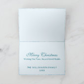 Ivoor- en blauw-gloeiende kaarsen voor de Pinecone Feestdagen Kaart (Binnen)