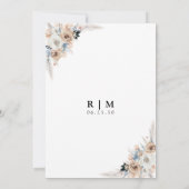 Ivoor en Blauwe Boho Bloemen We zijn verloofd Kaart (Achterkant)