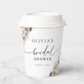 Ivoor en blauwe boho bloemige bruidsdouche papiere papieren bekers (Achterkant)
