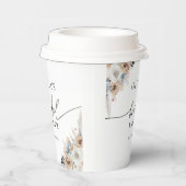 Ivoor en blauwe boho bloemige bruidsdouche papiere papieren bekers (Rechts)