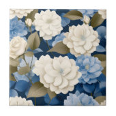 Ivoor en blauwe hortensia Bloemensereniteit Tegeltje (Voorkant)