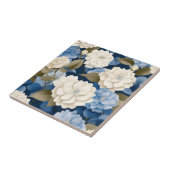 Ivoor en blauwe hortensia Bloemensereniteit Tegeltje (Zijkant)