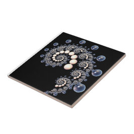 Ivoor- en Blauwe Pearl Spiral-keramische Tegels Tegeltje