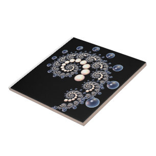 Ivoor- en Blauwe Pearl Spiral-keramische Tegels Tegeltje