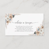 Ivoor en Blue Boho Bloemenrecept Verzoek Kaart (Voorkant)