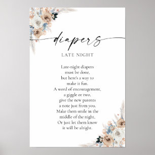 Ivoor en Blue Boho Floral Baby shower Poster