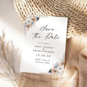 Ivoor en Blue Boho Floral Save The Date Kaart