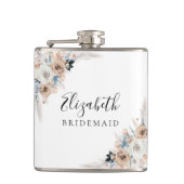 Ivoor en Blue Boho Floral Vrijgezellenfeest Flask Heupfles (Voorkant)