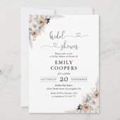 Ivoor en Blue Boho Floral Vrijgezellenfeest Kaart (Voorkant)