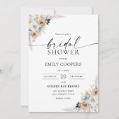 Ivoor en Blue Boho Floral Vrijgezellenfeest Kaart (Voorkant)
