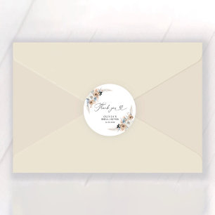 Ivoor en Blue Boho Floral Vrijgezellenfeest Ronde Sticker
