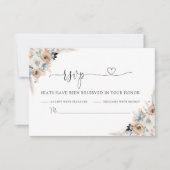 Ivoor en Blue Boho Floral Wedding RSVP Kaart (Voorkant)