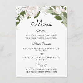 Ivoor en Blush Wedding Sprigs Menu Kaart