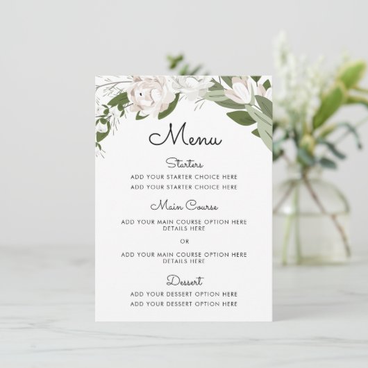 Ivoor en Blush Wedding Sprigs Menu Kaart (Staand voorkant)